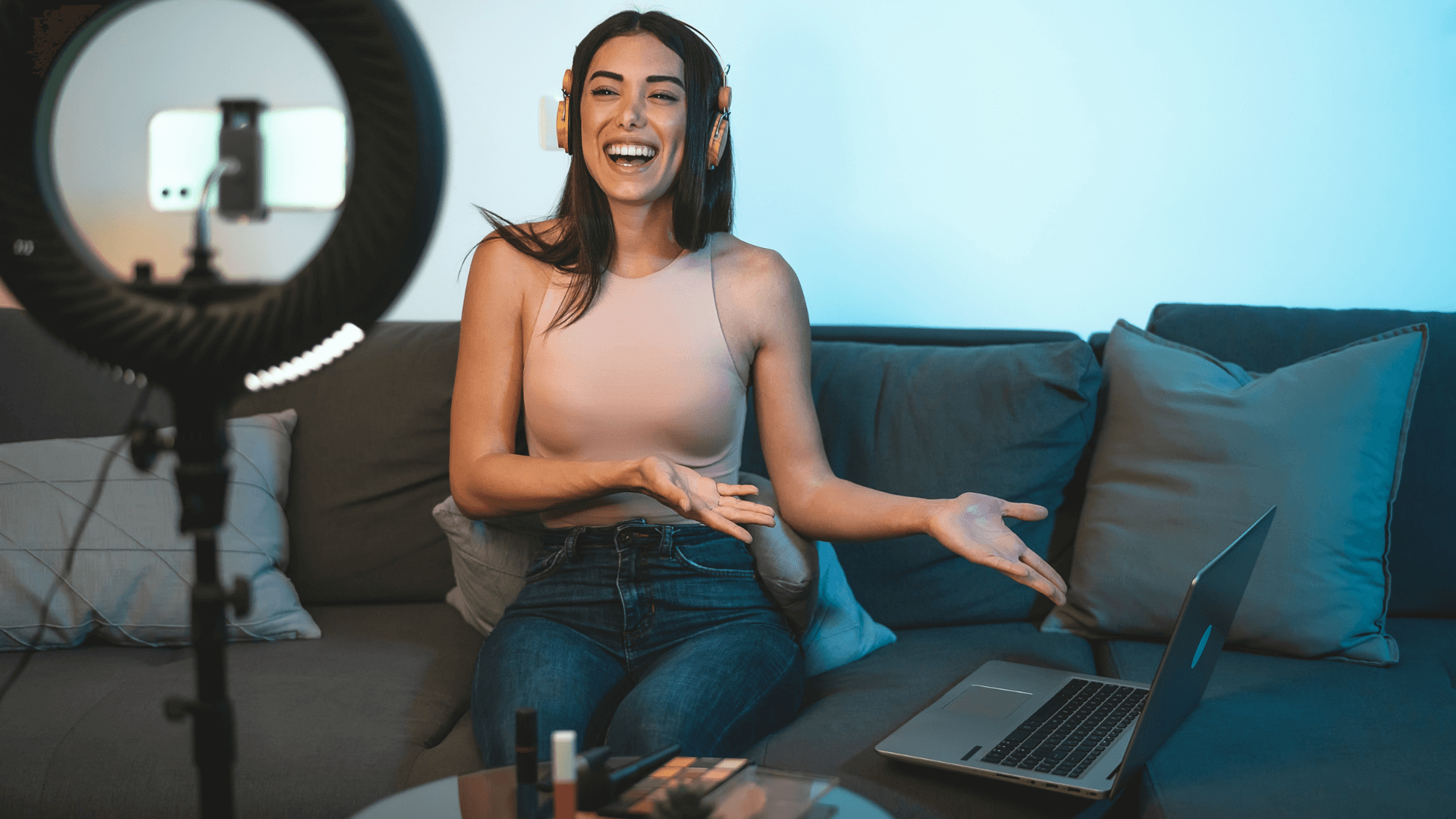 modern creator filming branded content with ring light—2025 influencer marketing workflow