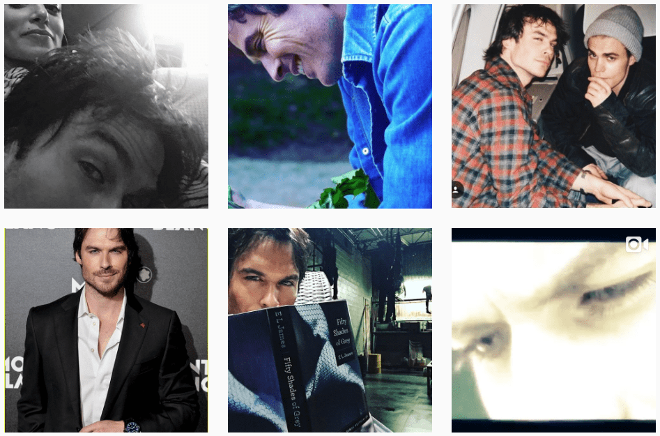 Collage of Ian Somerhalder’s Instagram posts showing candid moments and event appearances