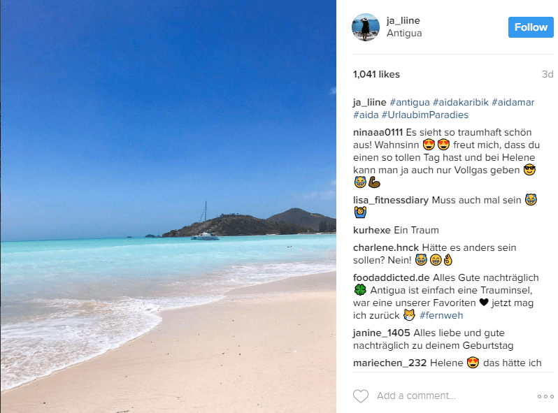 Instagram comment section under a post by @ja_liine with engaged followers writing long