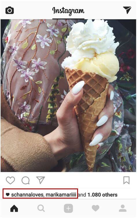 close‑up of Instagram post showing like count location beneath the photo