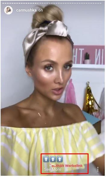Beispielpost, bei dem 'Werbung' zwischen zehn Hashtags versteckt ist – so bitte nicht