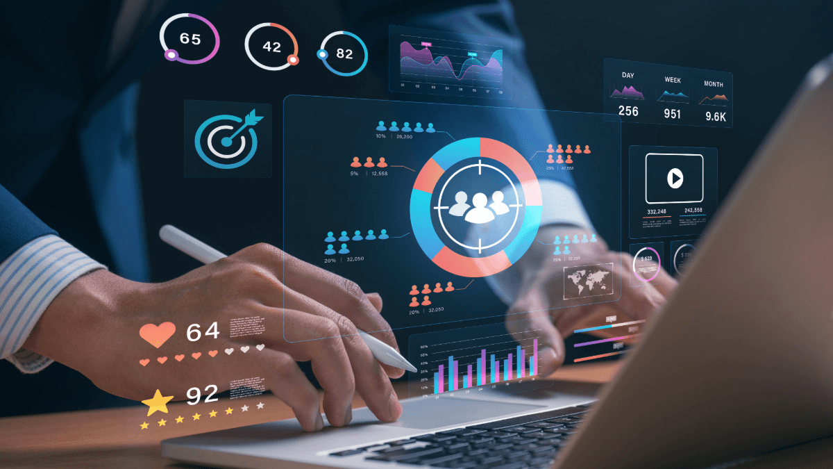 audience quality metric hero – marketer analysing follower authenticity on a data dashboard