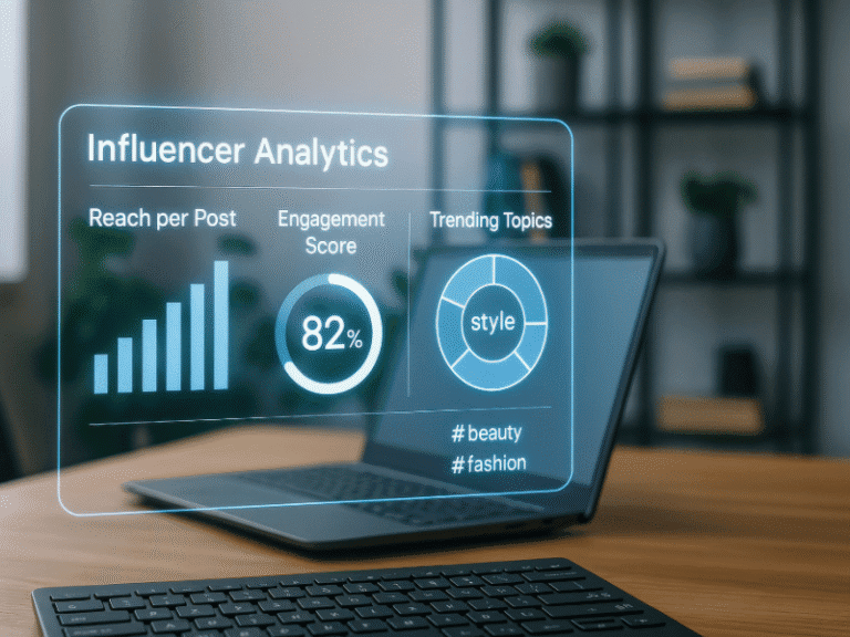 Influencer marketing experts analyzing Instagram data on modern digital platforms in 2025.