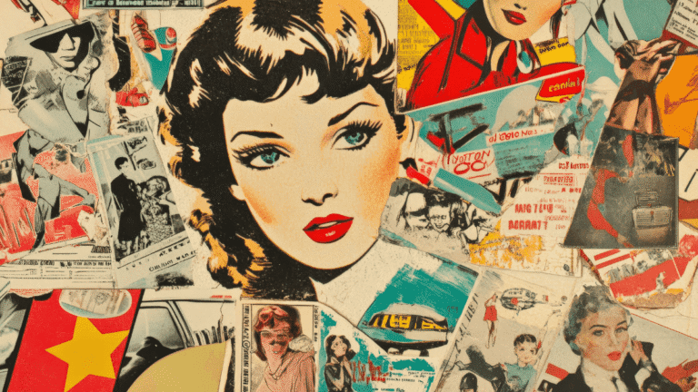 vintage advertising collage symbolising the evolution of influencer marketing